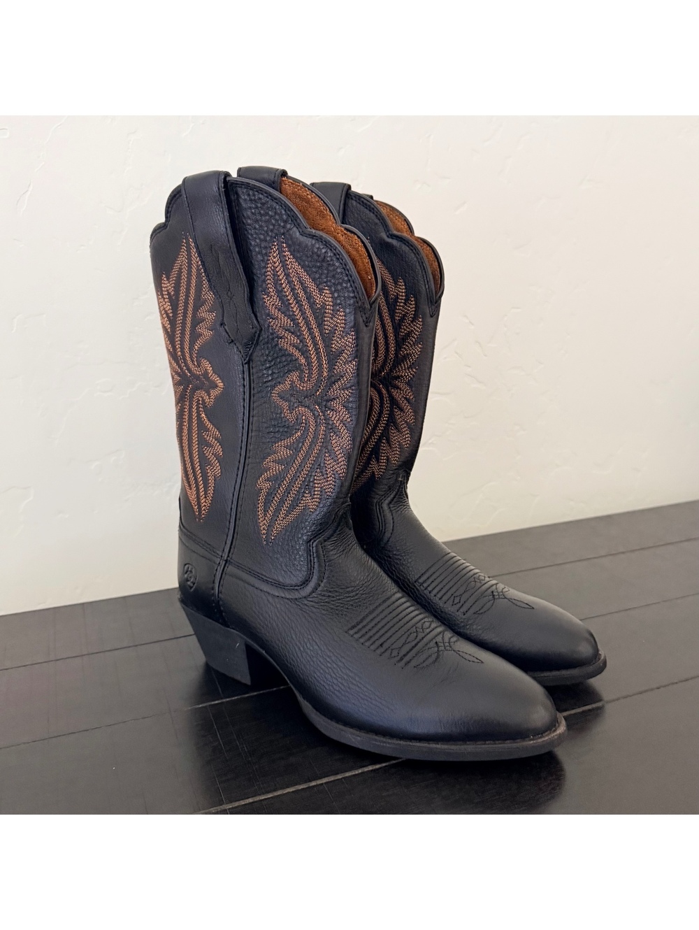 Ariat Heritage Black Deertan Ladies Stitching Boots Size 8B Leather